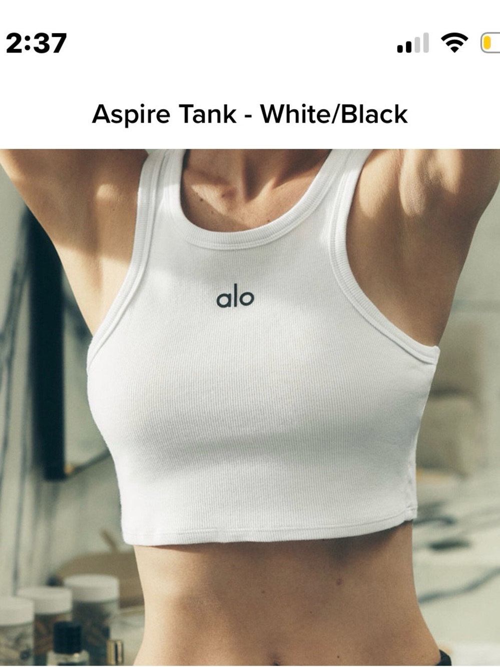 Alo White Ribbed Crop Tank XS - LG - Picture 3 of 3